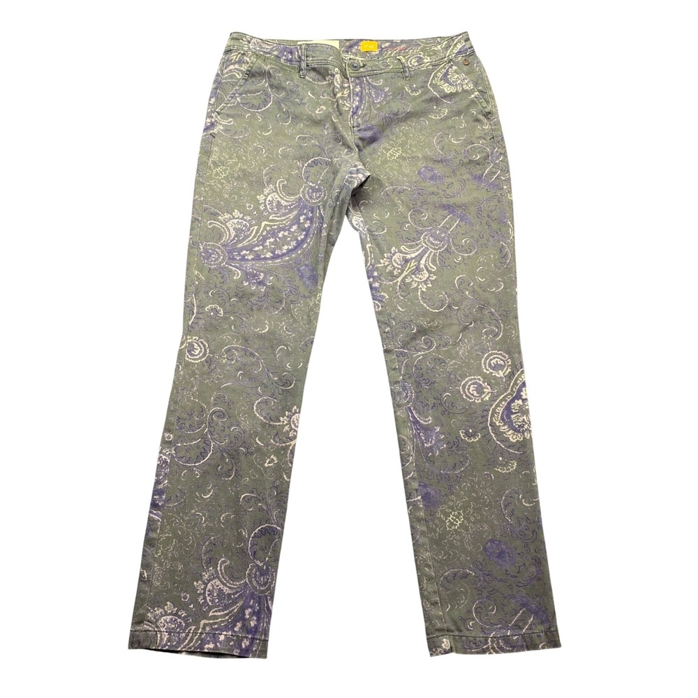 Pilcro and the Letterpress Anthropologie Paisley Pants Olive Purple Size 29